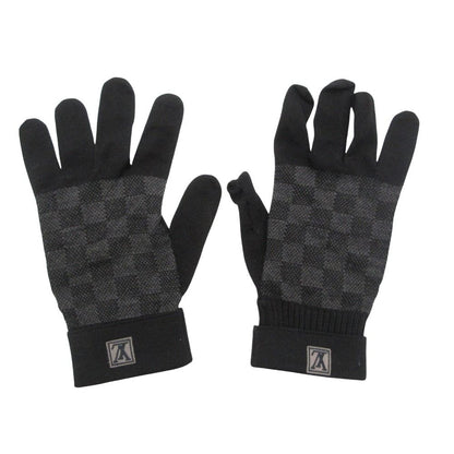 Louis Vuitton Gloves Petit Damier Graphite Logo Black