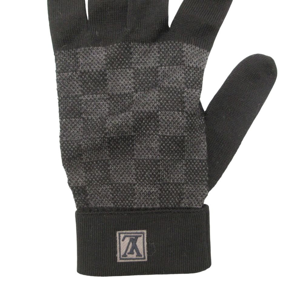 Louis Vuitton Gloves Petit Damier Graphite Logo Black — view 3