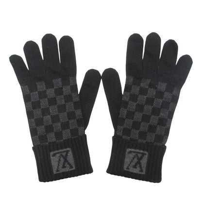 Louis Vuitton Gloves Petit Damier Graphite Logo Black