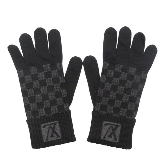 Louis Vuitton Gloves Petit Damier Graphite Logo Black