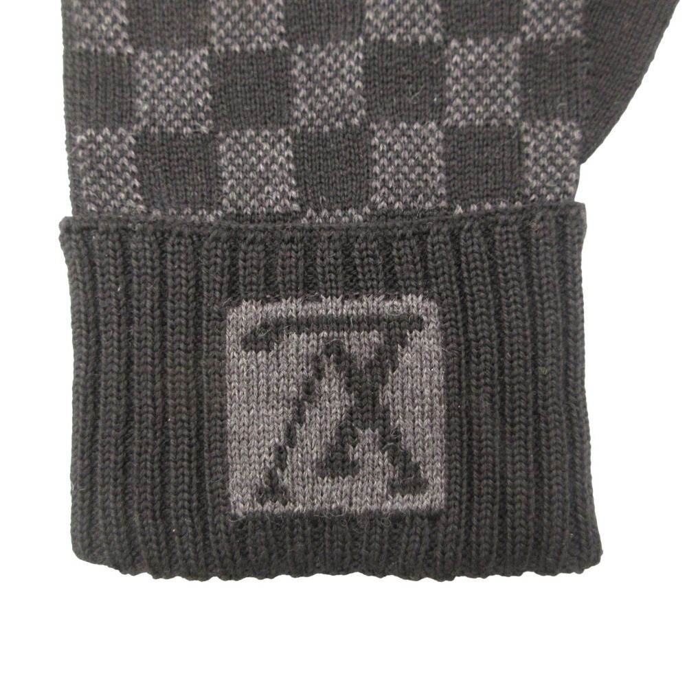 Louis Vuitton Gloves Petit Damier Graphite Logo Black — view 3