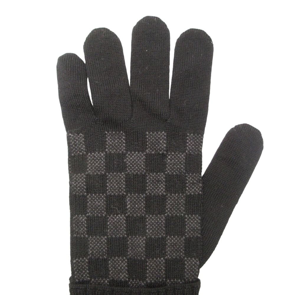 Louis Vuitton Gloves Petit Damier Graphite Logo Black — view 4