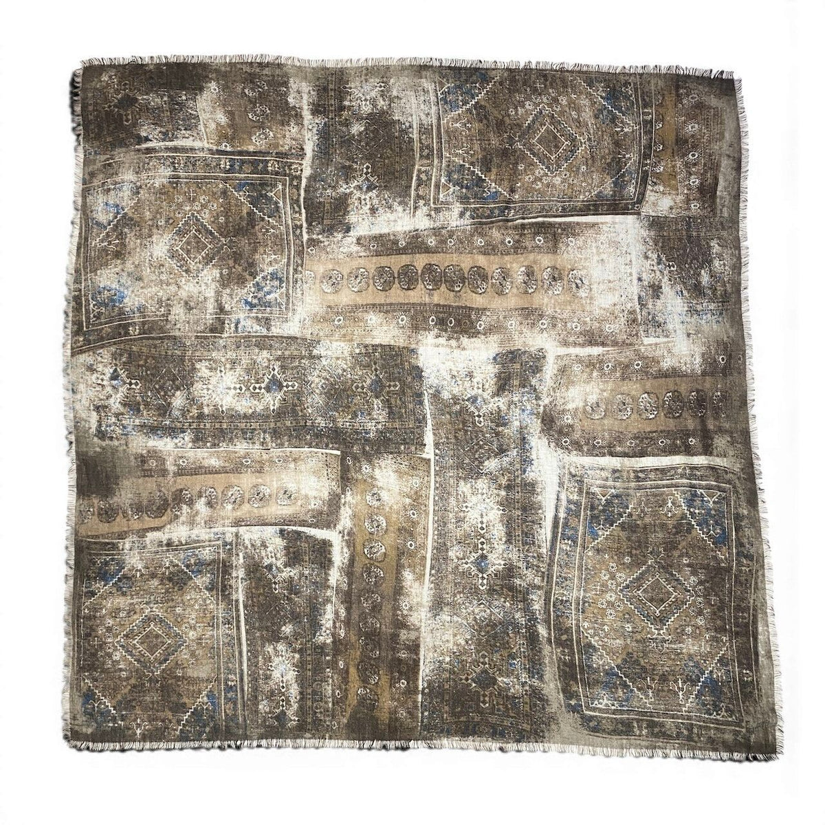 Loro Piana Large Shawl Fringe All Over Pattern Multicolor Cashmere Scarf
