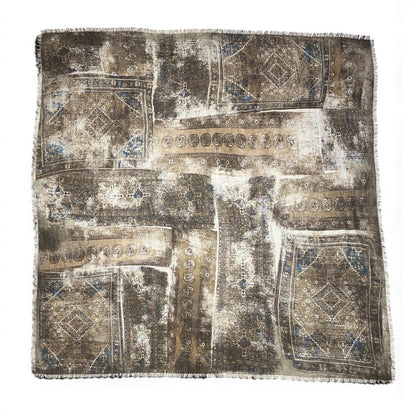 Loro Piana Large Shawl Fringe All Over Pattern Multicolor Cashmere Scarf
