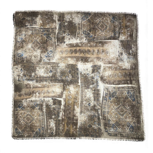 Loro Piana Large Shawl Fringe All Over Pattern Multicolor Cashmere Scarf