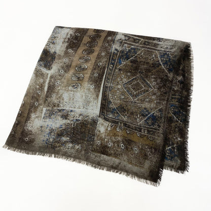 Loro Piana Large Shawl Fringe All Over Pattern Multicolor Cashmere Scarf — view 3