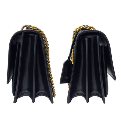 Saint Laurent Shoulder Bag Black 2-Way Sunset Medium Chain YSL Cross Body Gold — view 8