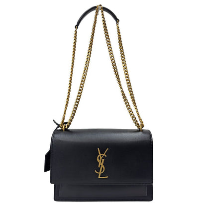 Saint Laurent Shoulder Bag Black 2-Way Sunset Medium Chain YSL Cross Body Gold — view 3