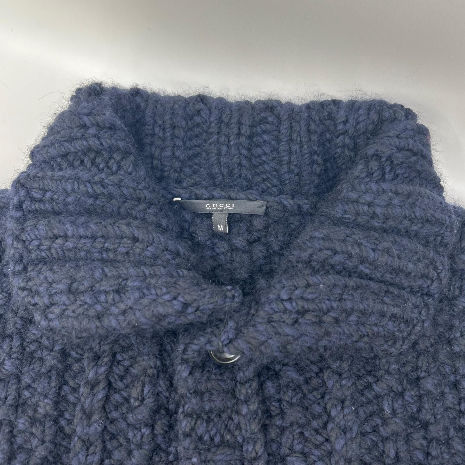 Gucci Navy Cable Knit Short Coat — view 7