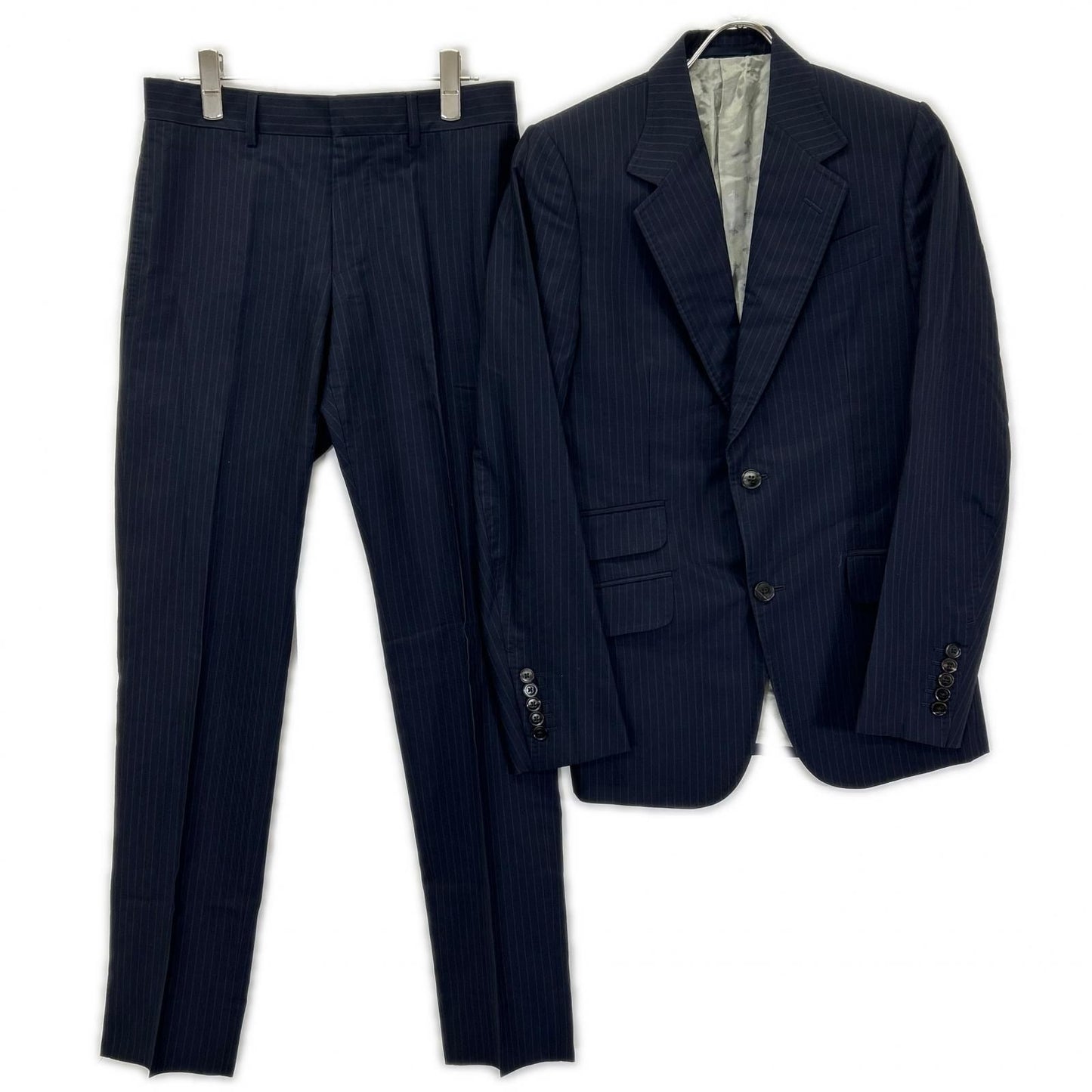 Gucci Black Pinstripe Be Inner Double Pocket Suit Set