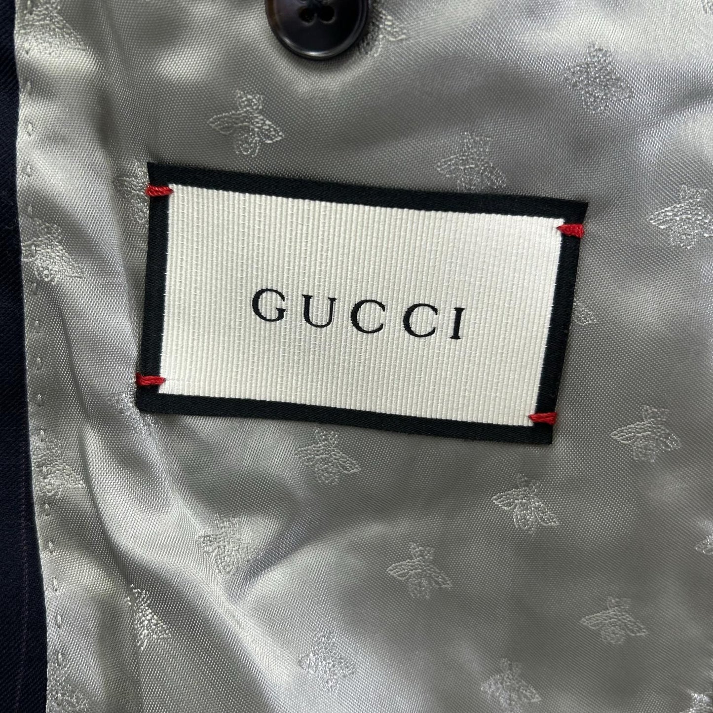 Gucci Black Pinstripe Be Inner Double Pocket Suit Set — view 5