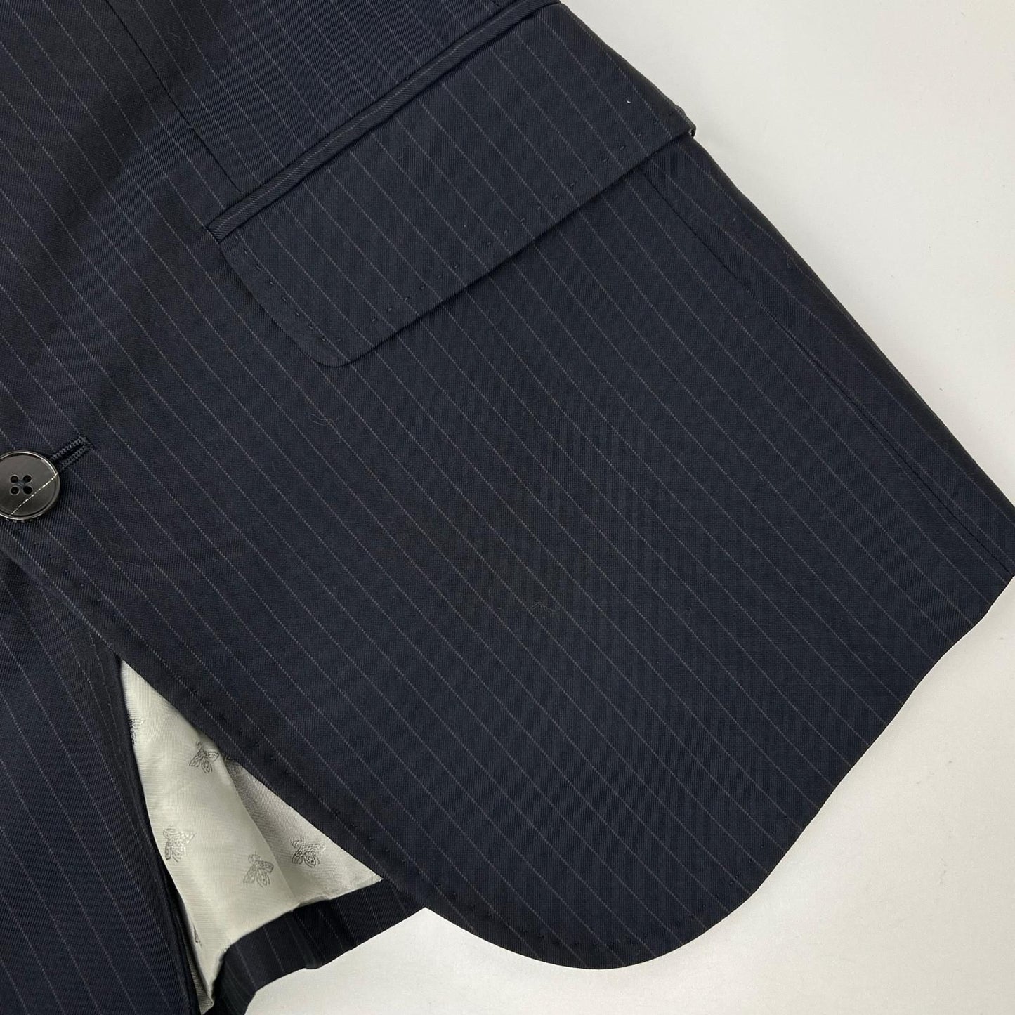 Gucci Black Pinstripe Be Inner Double Pocket Suit Set — view 9