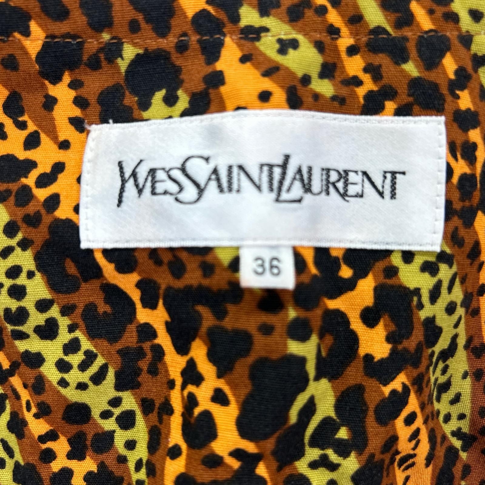 Saint Laurent Brown Leopard Big Button Vintage Neck Shirt Jacket 36 — view 4