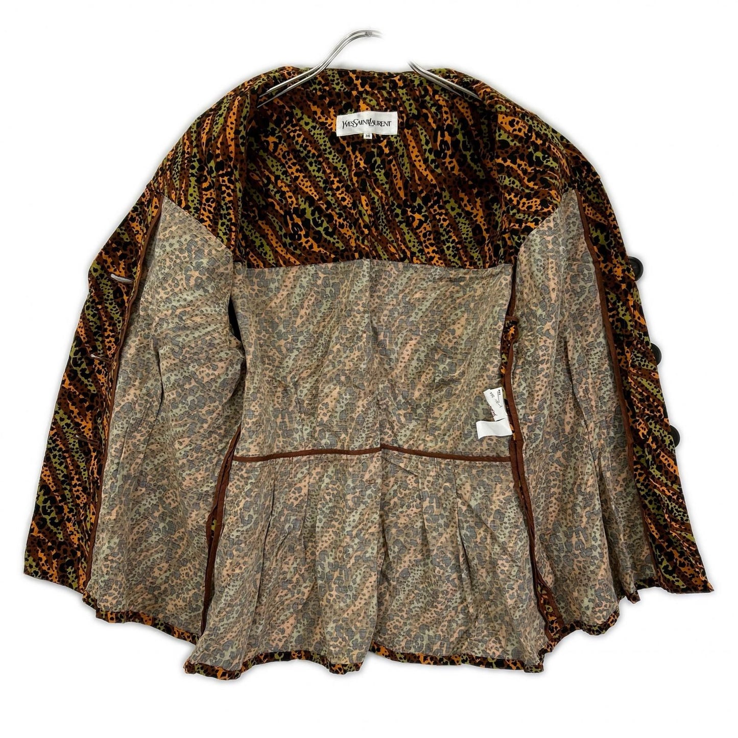 Saint Laurent Brown Leopard Big Button Vintage Neck Shirt Jacket 36 — view 3