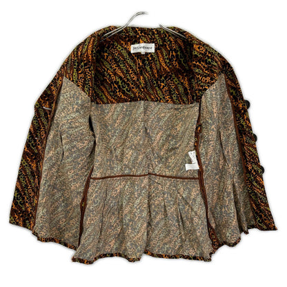 Saint Laurent Brown Leopard Big Button Vintage Neck Shirt Jacket 36 — view 3