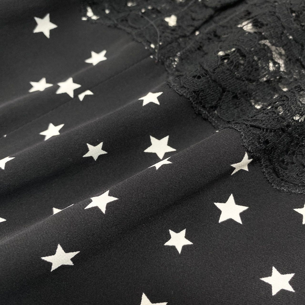 Dolce & Gabbana Lace Contrast Star Print Dress Pattern Sheer Puff Sleeve 38 — view 6