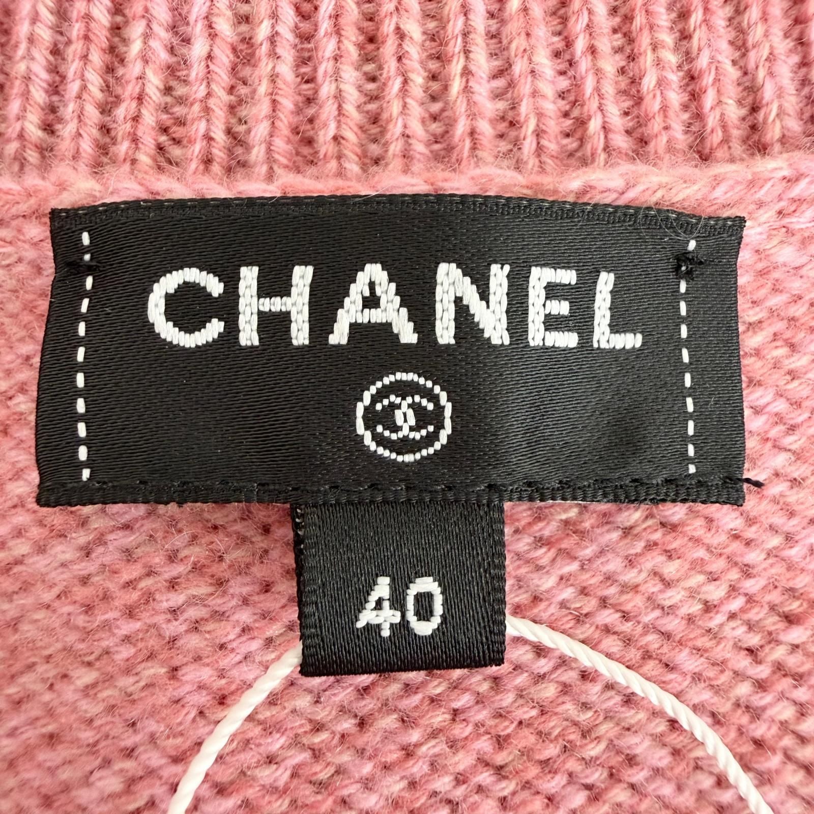 Chanel Cashmere 98% Gripoix Style Camellia Button Cardigan Pink 40 — view 8