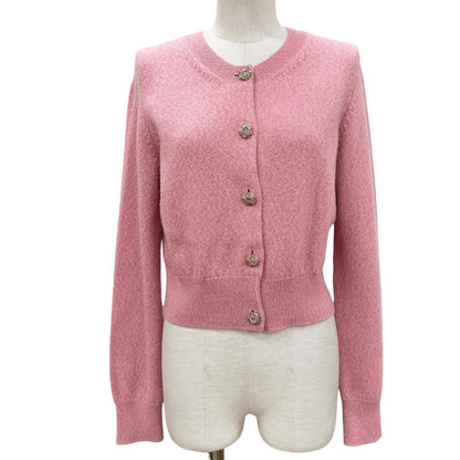 Chanel Cashmere 98% Gripoix Style Camellia Button Cardigan Pink 40