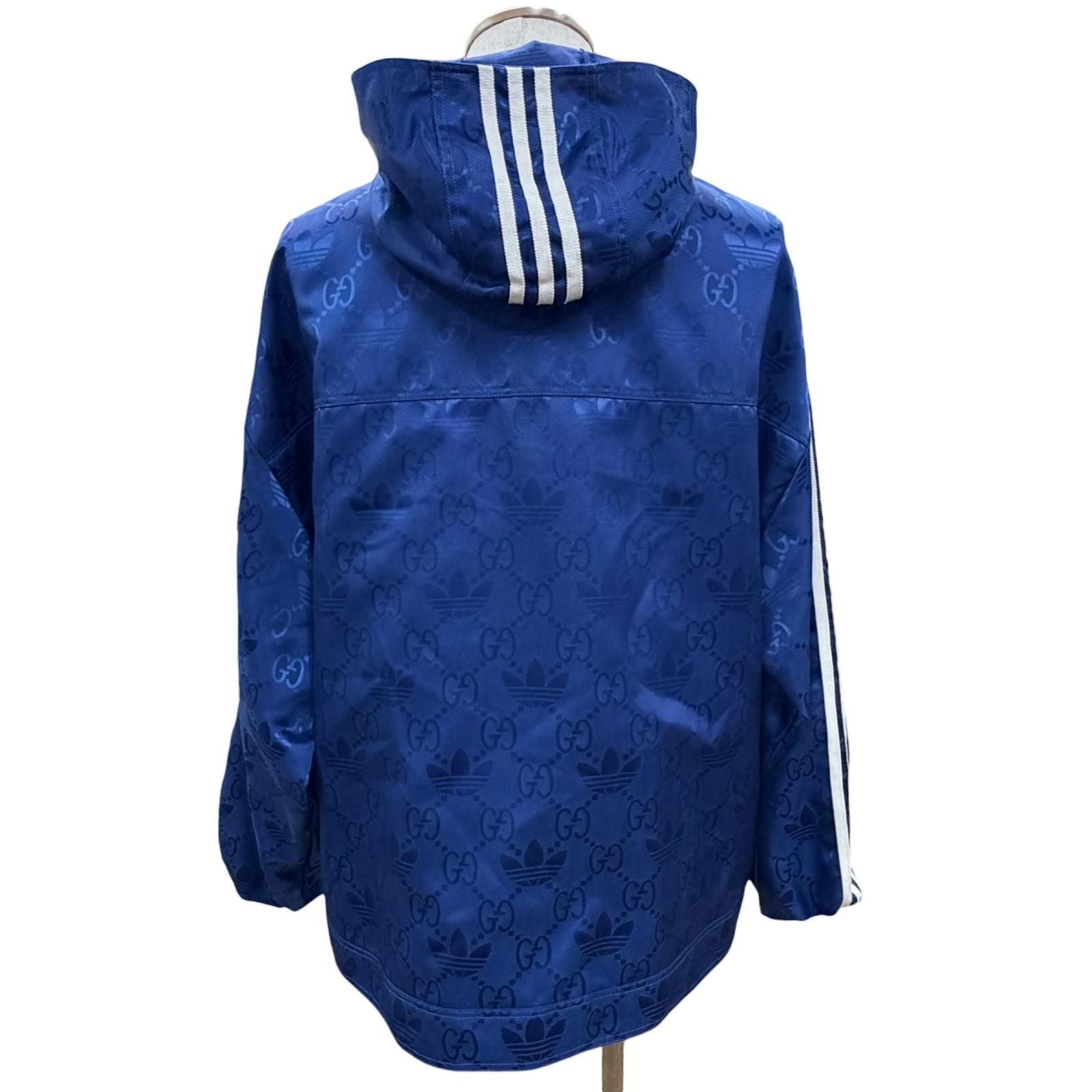 Gucci Adidas GG Pattern Trefoil Side Line Nylon Jacket Blue 38 — view 4