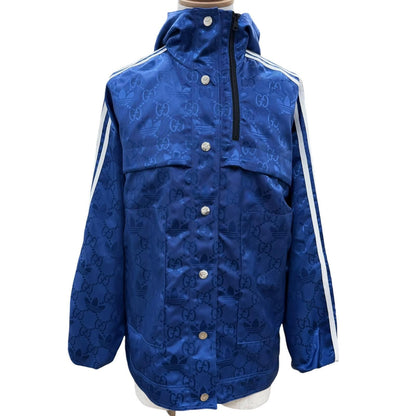 Gucci Adidas GG Pattern Trefoil Side Line Nylon Jacket Blue 38