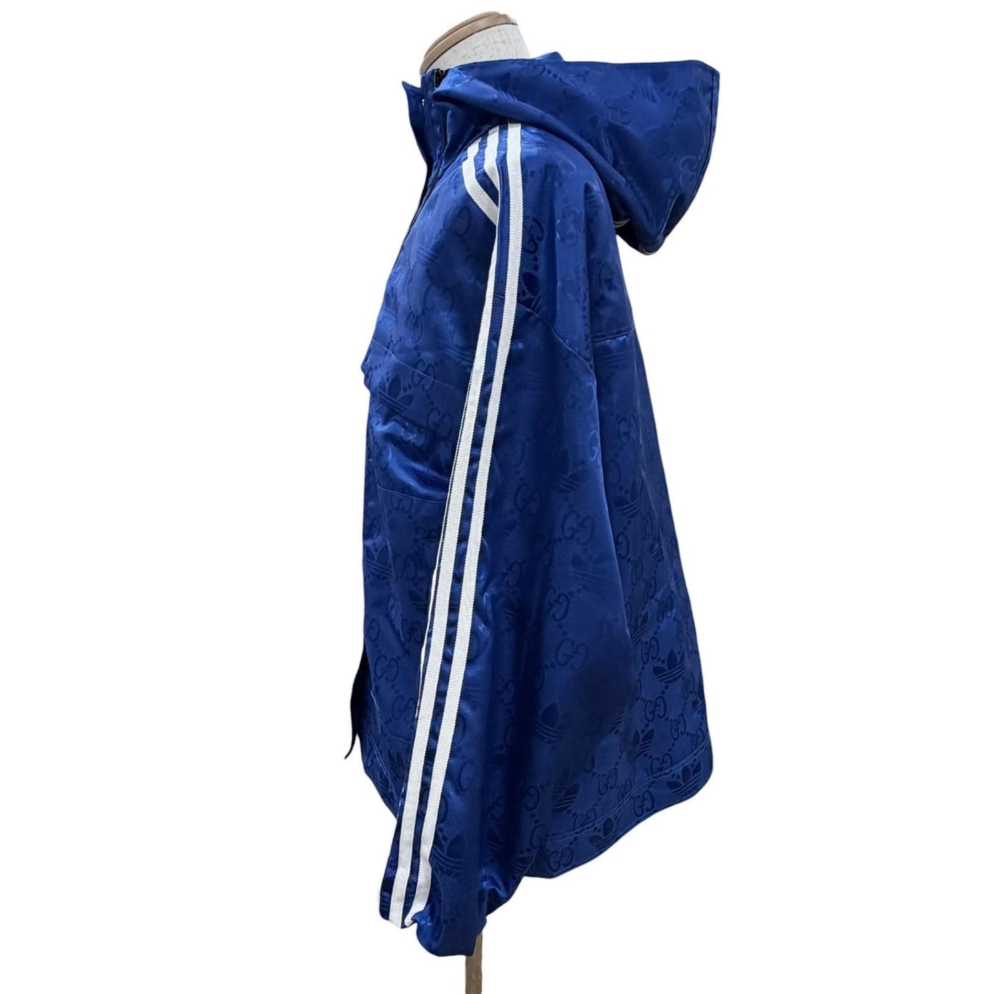 Gucci Adidas GG Pattern Trefoil Side Line Nylon Jacket Blue 38 — view 3