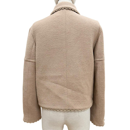 Dior Logo Button Scalloped Edge Bow Pea Jacket Beige 40 — view 4