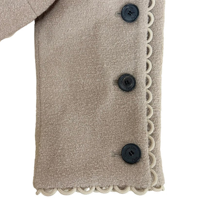 Dior Logo Button Scalloped Edge Bow Pea Jacket Beige 40 — view 8