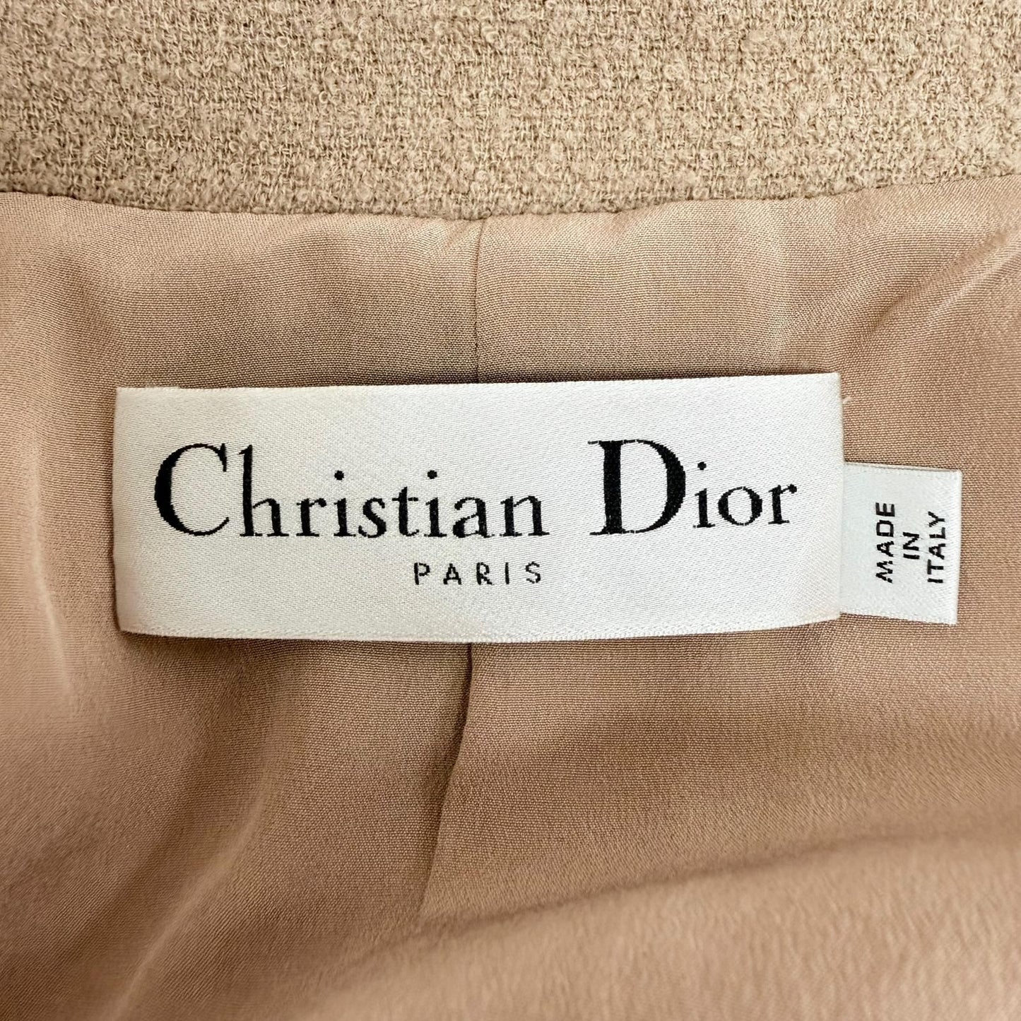 Dior Logo Button Scalloped Edge Bow Pea Jacket Beige 40 — view 9
