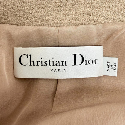 Dior Logo Button Scalloped Edge Bow Pea Jacket Beige 40 — view 9