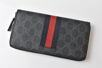 Gucci Wallet Zip Around GG Supreme New Web Black — view 3
