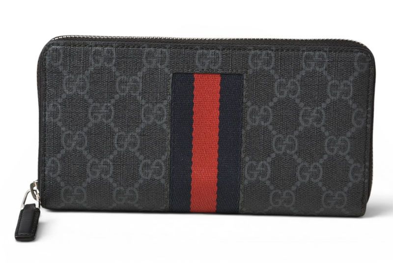 Gucci Wallet Zip Around GG Supreme New Web Black
