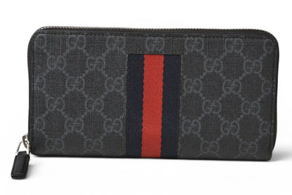 Gucci Wallet Zip Around GG Supreme New Web Black