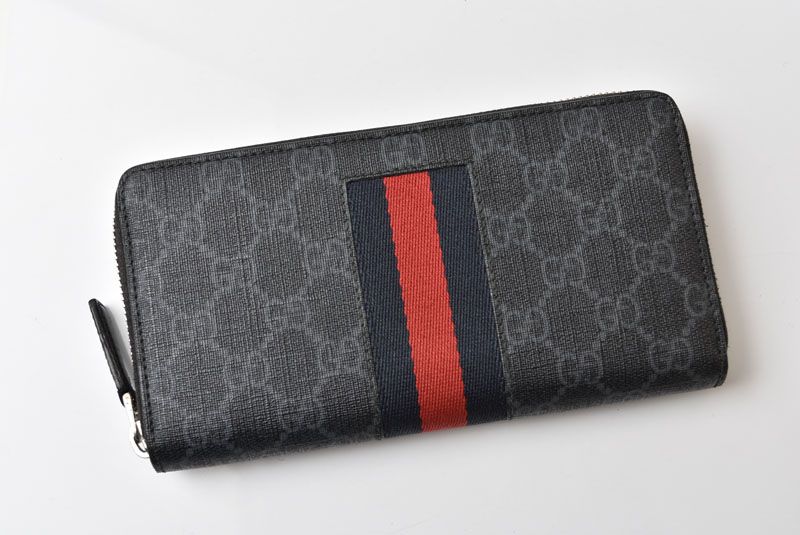 Gucci Wallet Zip Around GG Supreme New Web Black — view 2