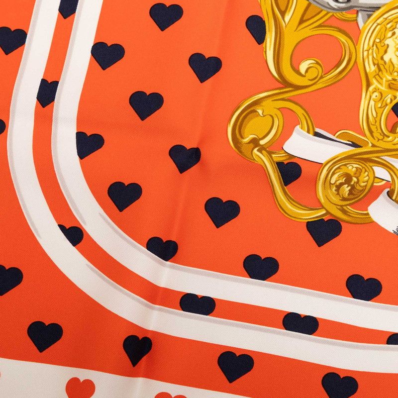 Hermes Carre 90 Brides de Gala Ceremonial Bridle Scarf Large Orange Multicolor — view 4