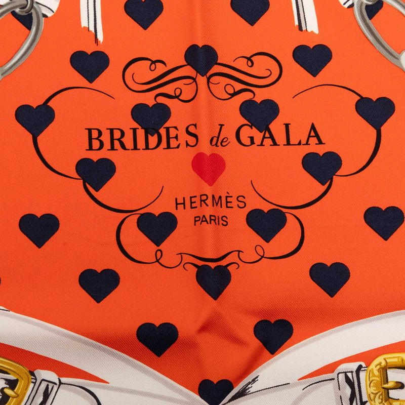 Hermes Carre 90 Brides de Gala Ceremonial Bridle Scarf Large Orange Multicolor — view 2