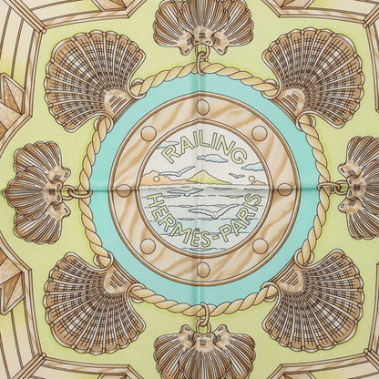 Hermes Carre 90 Railing Ship Handrail Scarf Green Multicolor Silk — view 3