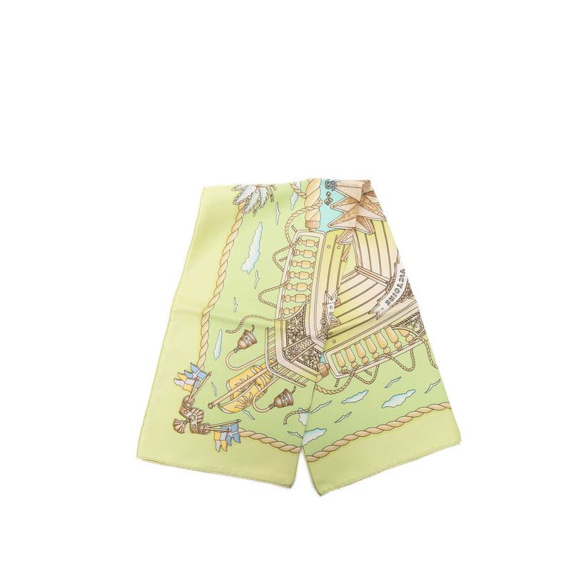 Hermes Carre 90 Railing Ship Handrail Scarf Green Multicolor Silk — view 2