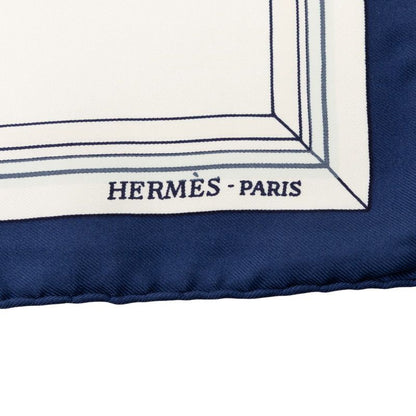 Hermes Carre 90 Quai Aux Fleurs Flowers Blooming Coastal Street Scarf White Silk — view 4