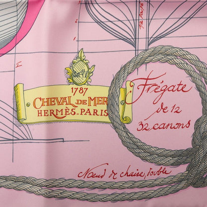 Hermes Carre 90 Cheval de Mer Sea Horse Scarf Pink Silk — view 3