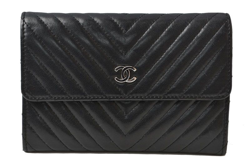 Chanel Wallet Bifold Fold Chez Blanc Stitch Black
