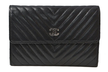 Chanel Wallet Bifold Fold Chez Blanc Stitch Black