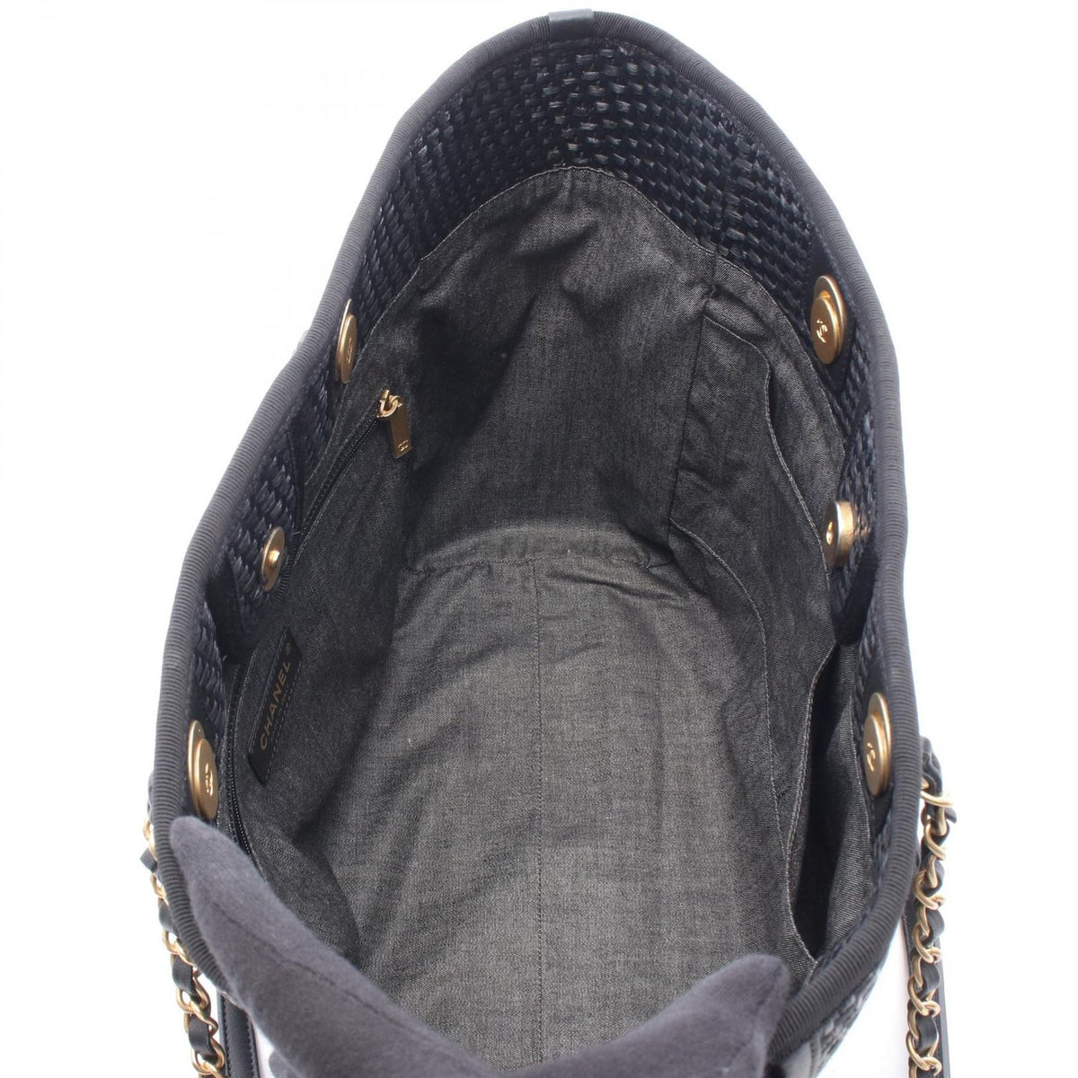 Chanel Tote Bag Deauville Black Leather Chain MM — view 3