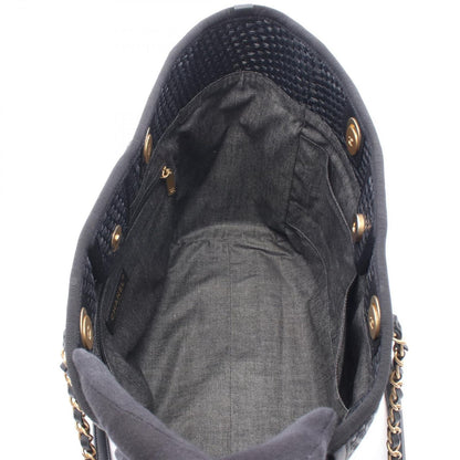 Chanel Tote Bag Deauville Black Leather Chain MM — view 3