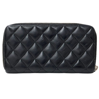 Chanel Wallet Quilted Lambskin Black Beige Zip Around — view 2