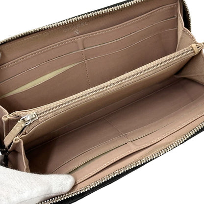 Chanel Wallet Quilted Lambskin Black Beige Zip Around — view 4