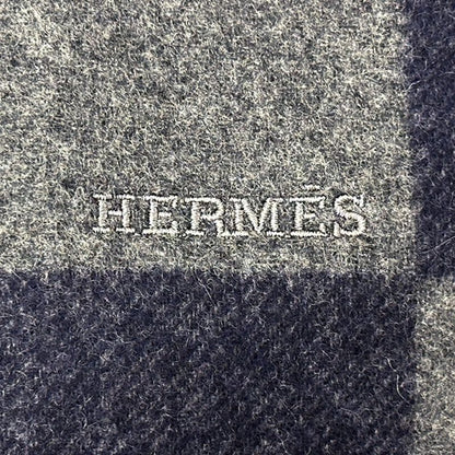 Hermes Scarf Passan Shawl Cashmere Navy Gray Winter Fall Simple Adult — view 4