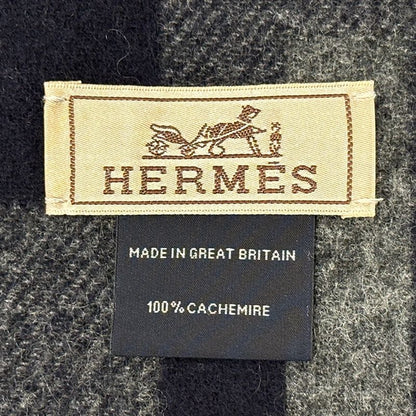 Hermes Scarf Passan Shawl Cashmere Navy Gray Winter Fall Simple Adult — view 5