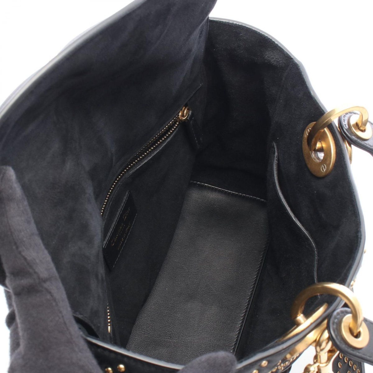 Dior Handbag Lady Dior Studs 2-Way Black Leather Tote Medium — view 3