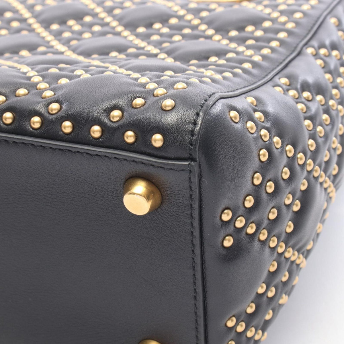 Dior Handbag Lady Dior Studs 2-Way Black Leather Tote Medium — view 8