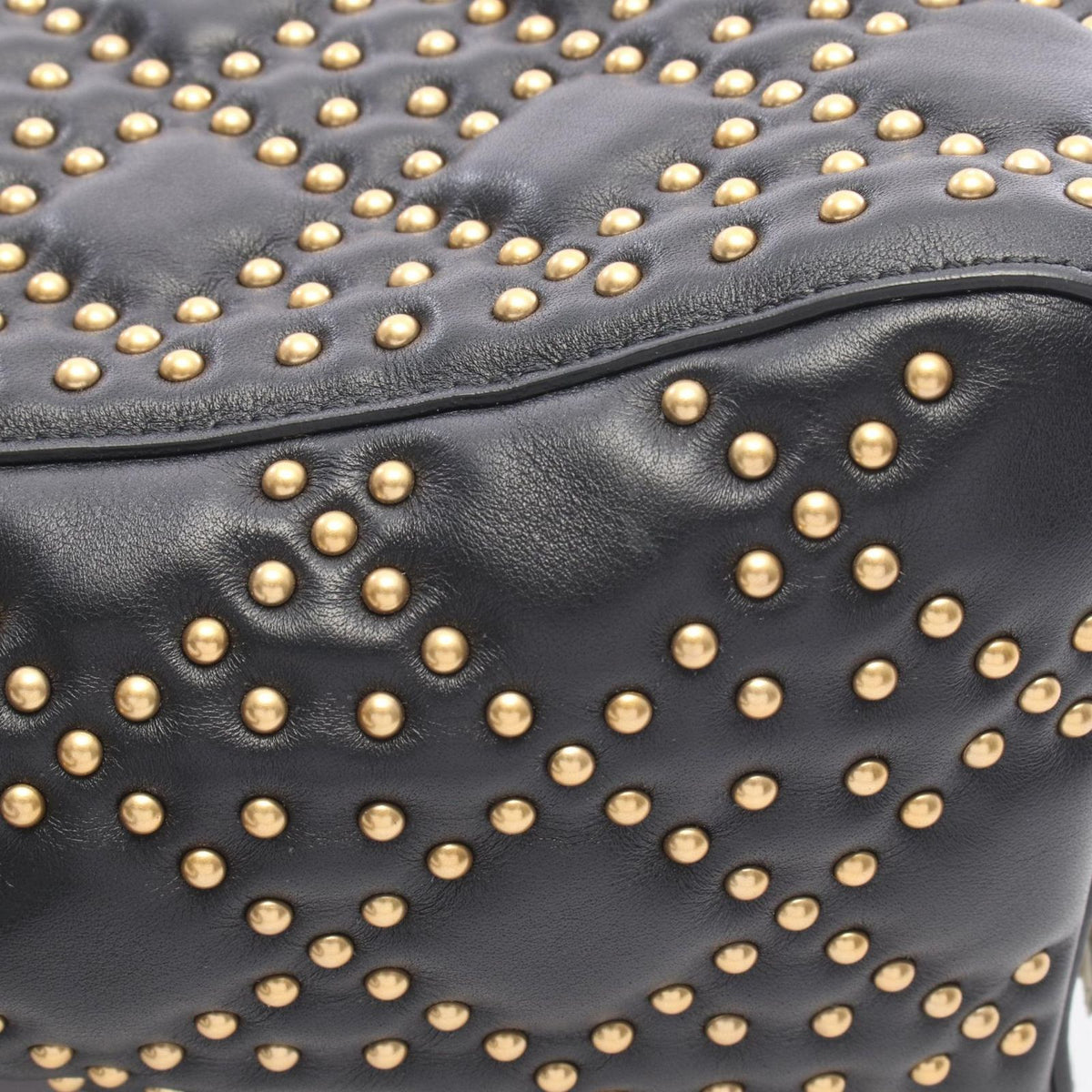 Dior Handbag Lady Dior Studs 2-Way Black Leather Tote Medium — view 7